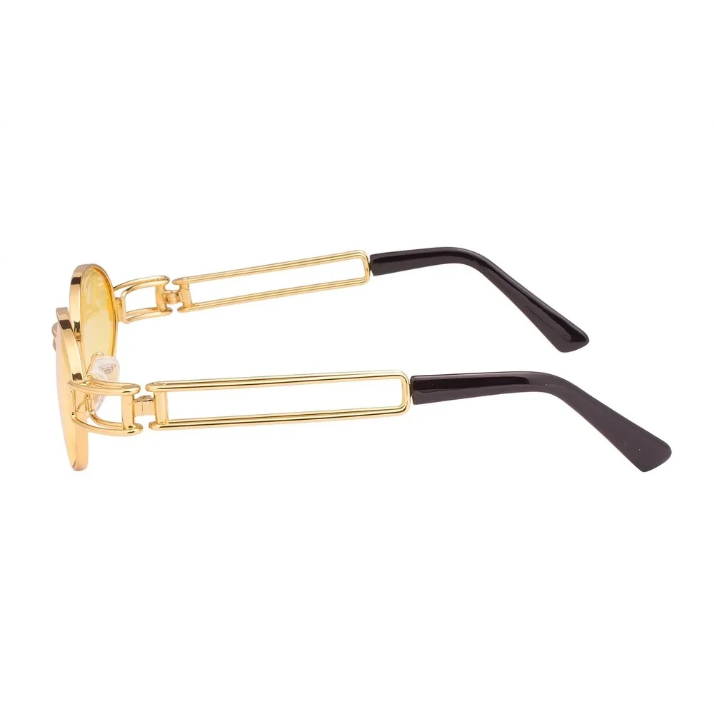 Oval Sunglasses Gold Frame Yellow Lens Unique Design Fashion Sun‎ Glasses Lentes